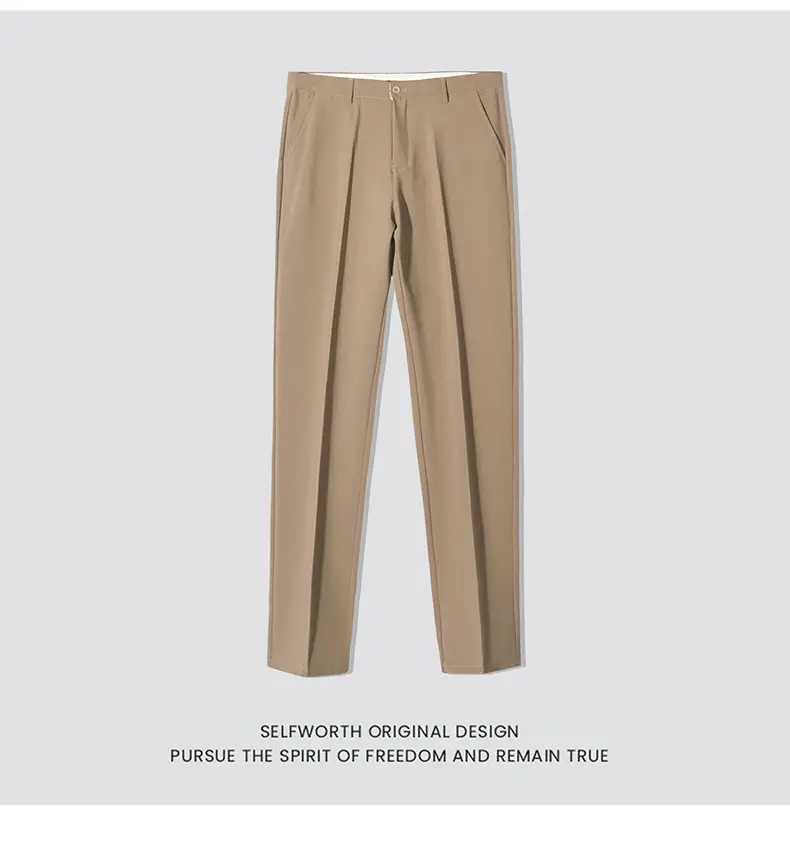 Men's Slim Fit Western Pants Black Cropped Business Casual — feature 7