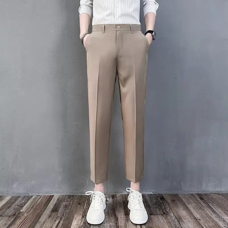 Men's Slim Fit Western Pants Black Cropped Business Casual - Image 5