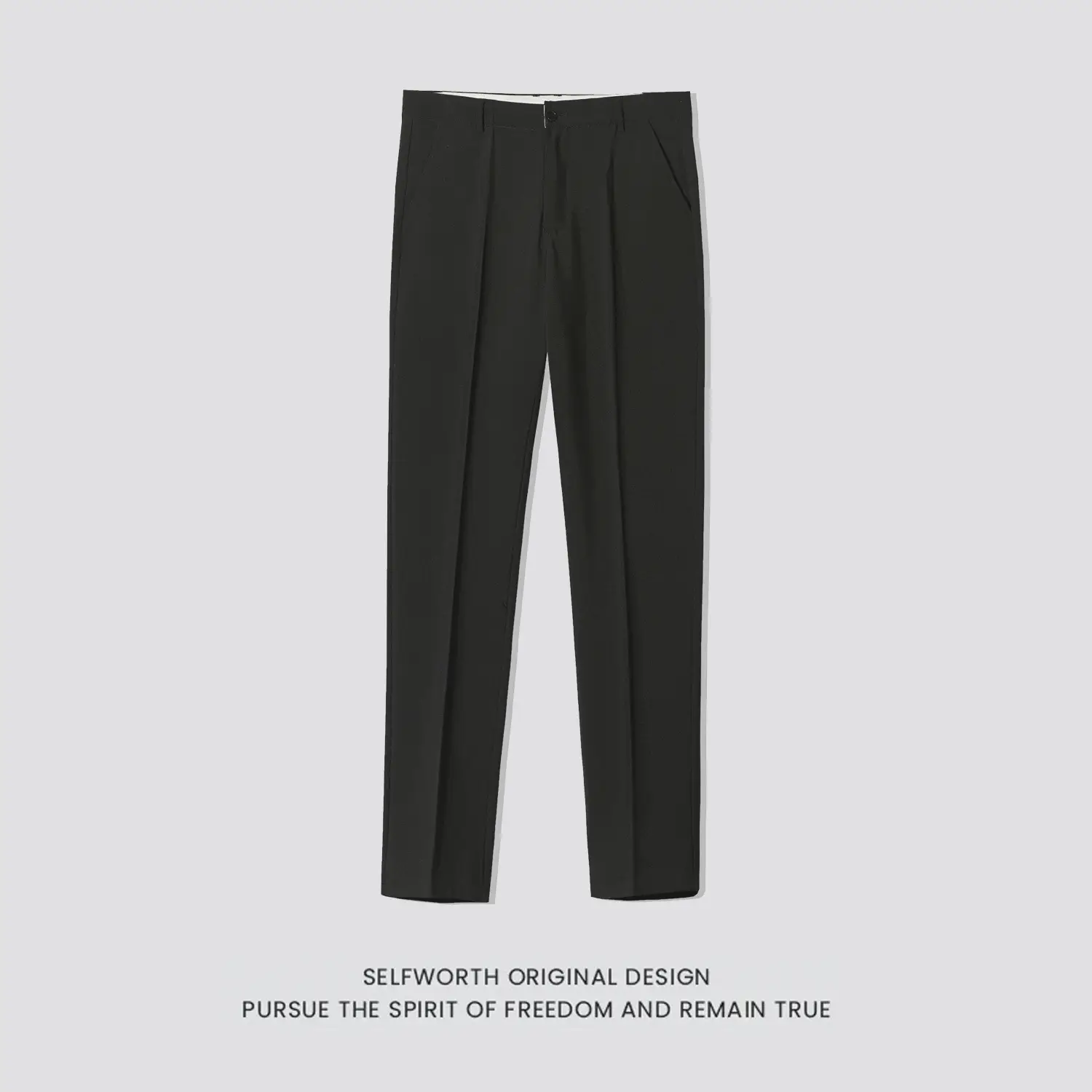 Men's Slim Fit Western Pants Black Cropped Business Casual - Image 7