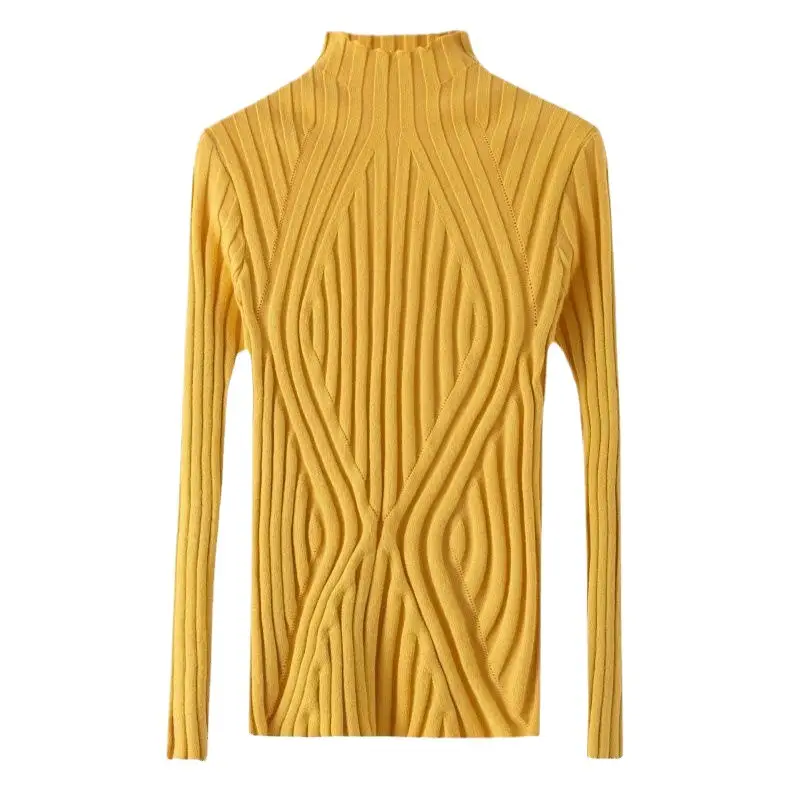 Pink Long Sleeve Knitted Turtleneck Shirt for Women - Image 12
