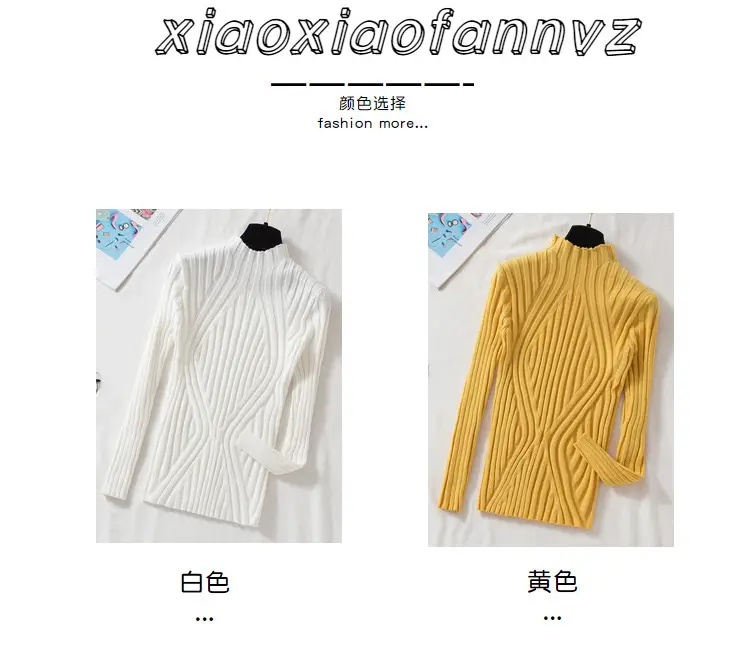 Pink Long Sleeve Knitted Turtleneck Shirt for Women — feature 8