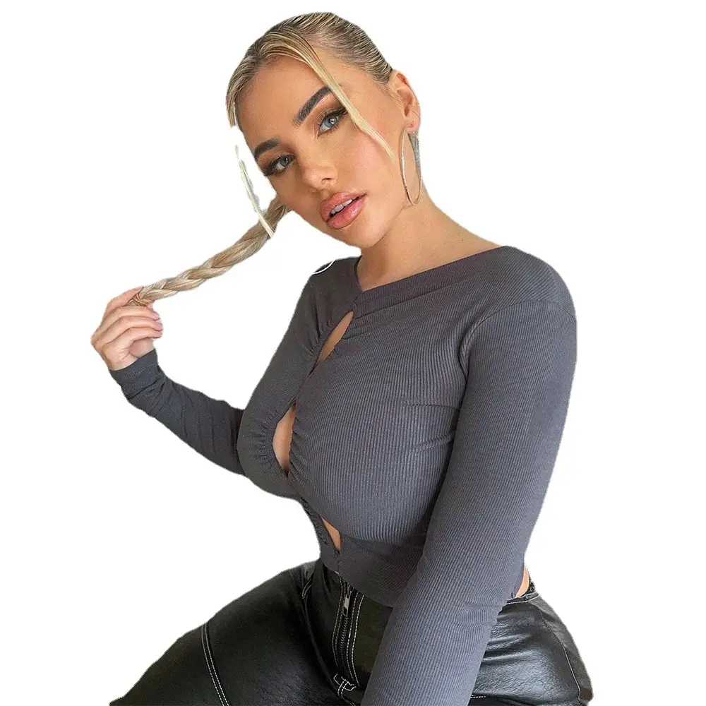 Women's Sexy Hollow Long Sleeve Top with Cutouts - Image 6