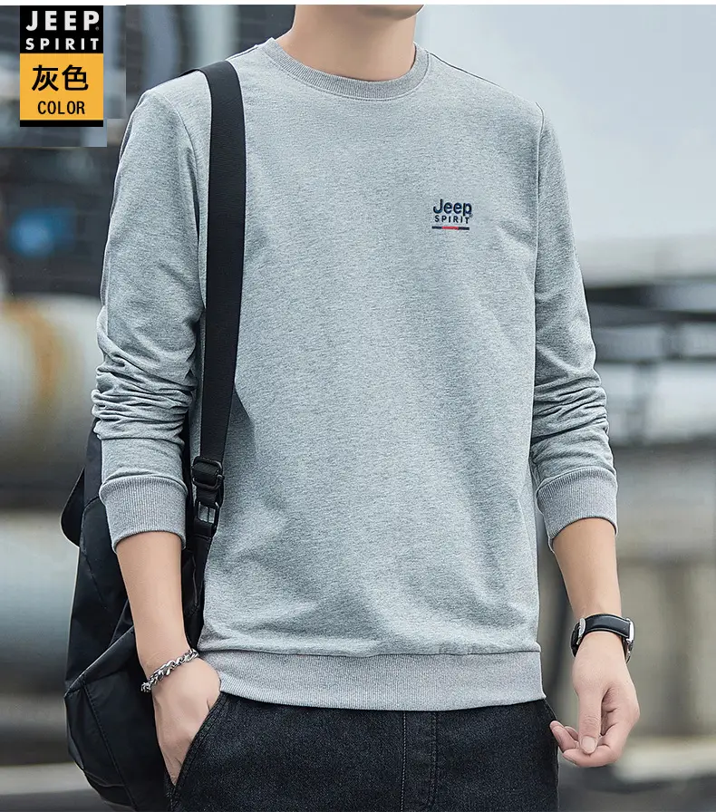 JEEP SPIRIT Men Navy Blue Crewneck Sweatshirt Long Sleeve Cotton — feature 13
