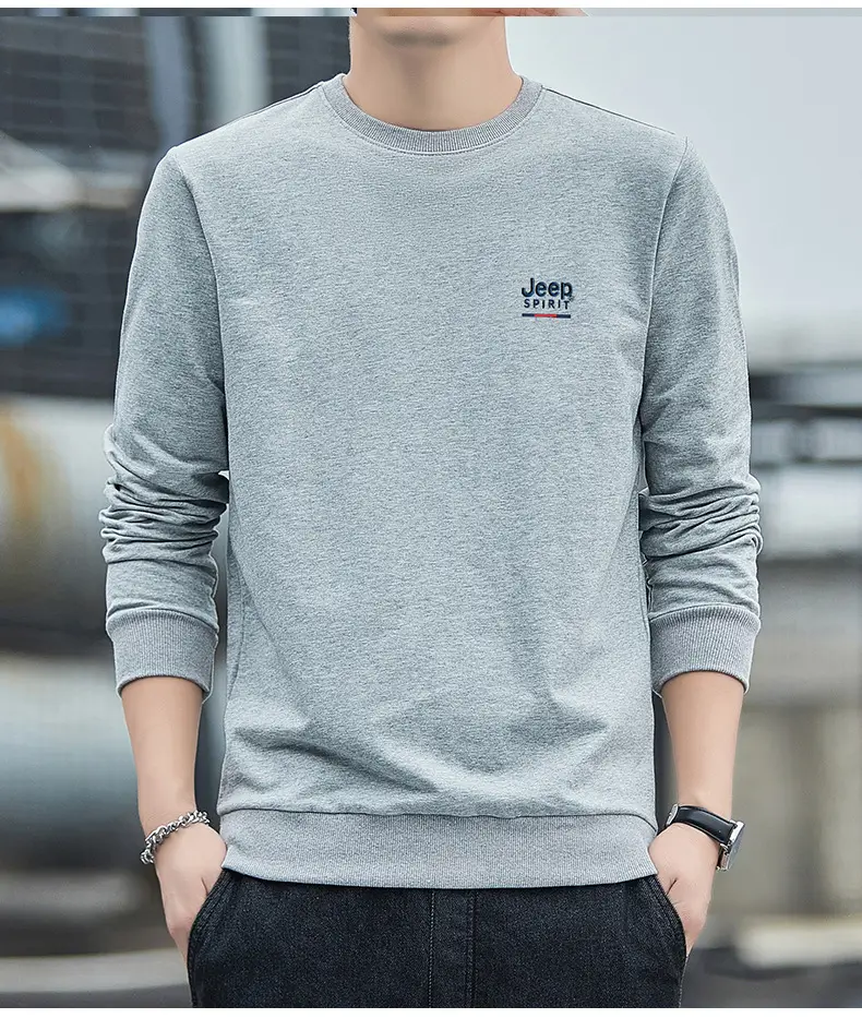 JEEP SPIRIT Men Navy Blue Crewneck Sweatshirt Long Sleeve Cotton — feature 14