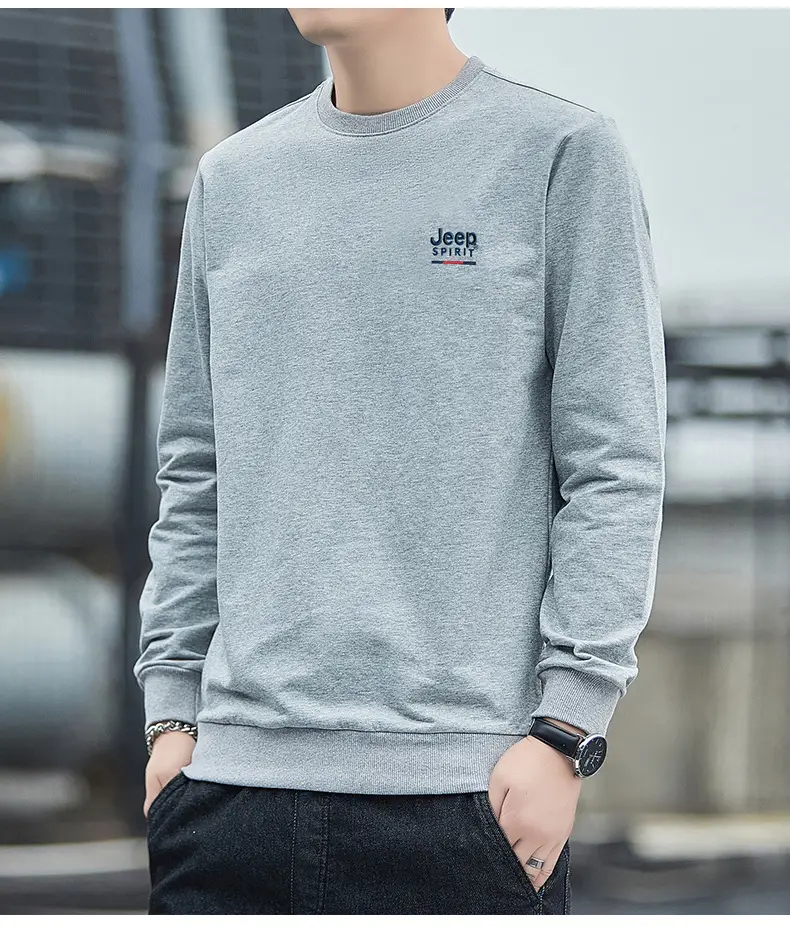 JEEP SPIRIT Men Navy Blue Crewneck Sweatshirt Long Sleeve Cotton — feature 15