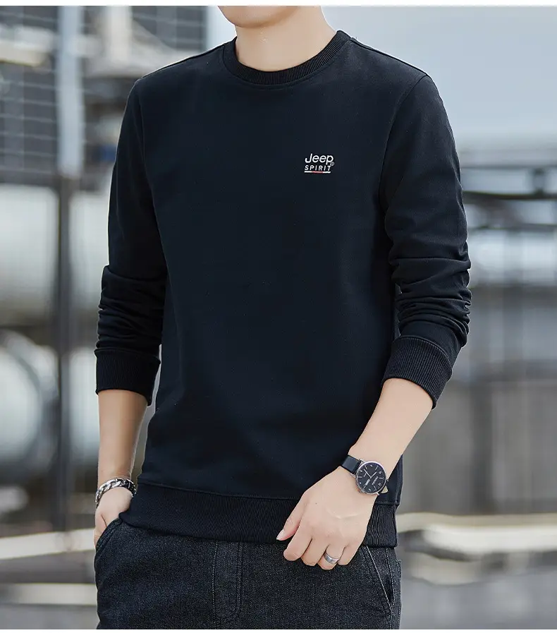JEEP SPIRIT Men Navy Blue Crewneck Sweatshirt Long Sleeve Cotton — feature 8