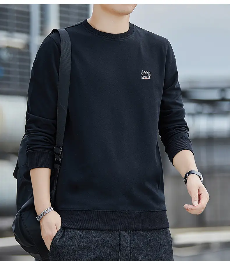 JEEP SPIRIT Men Navy Blue Crewneck Sweatshirt Long Sleeve Cotton — feature 9
