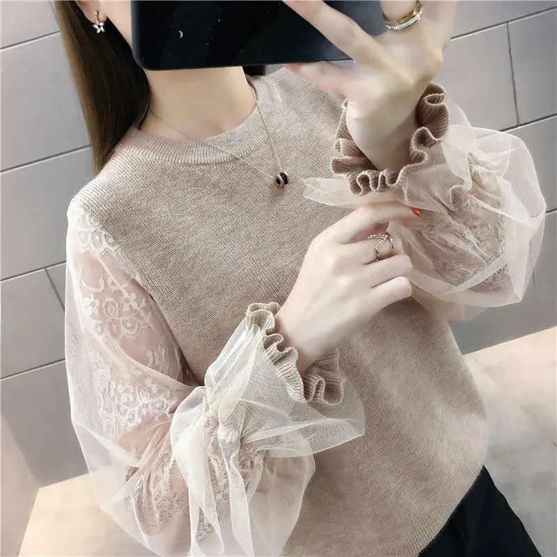 Women's Lace Round Neck Sweater 2026 Autumn - Image 6