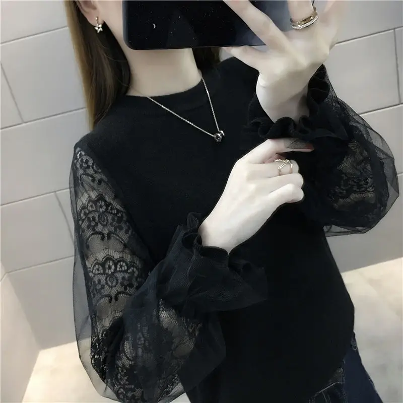 Women's Lace Round Neck Sweater 2026 Autumn - Image 8