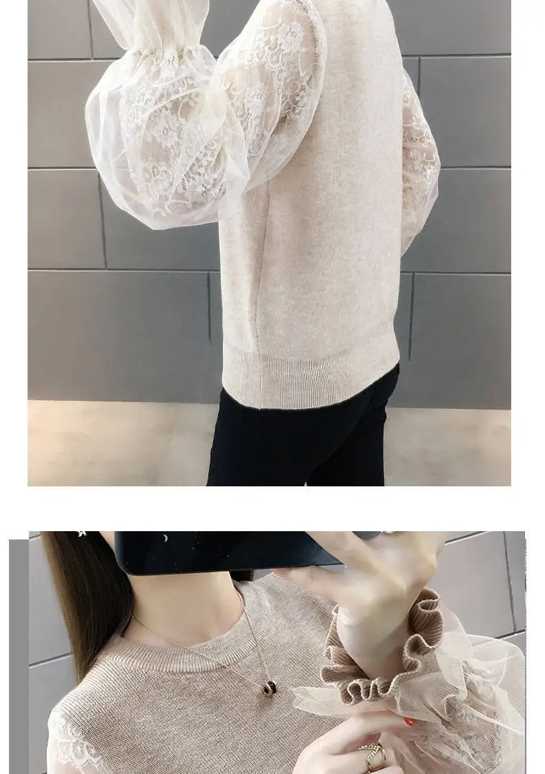 Women's Lace Round Neck Sweater 2026 Autumn — feature 2