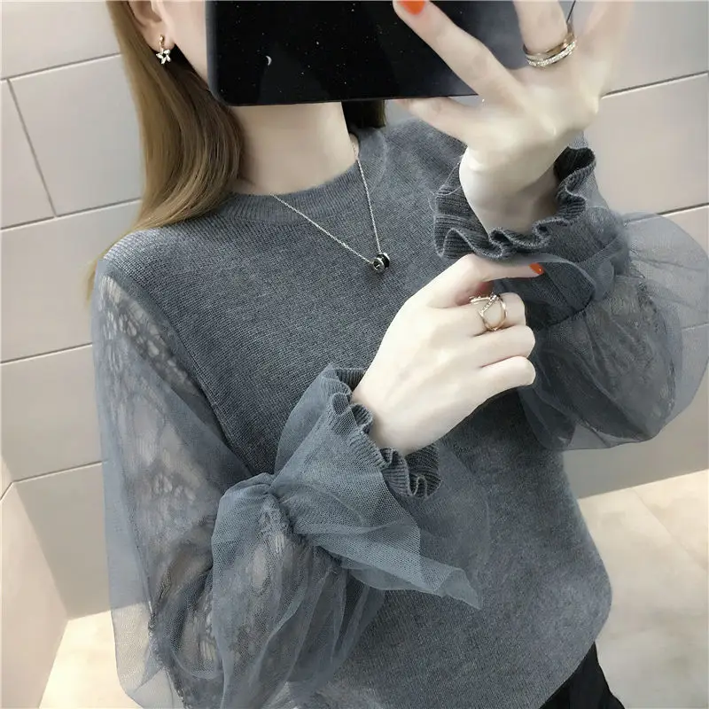 Women's Lace Round Neck Sweater 2026 Autumn - Image 2