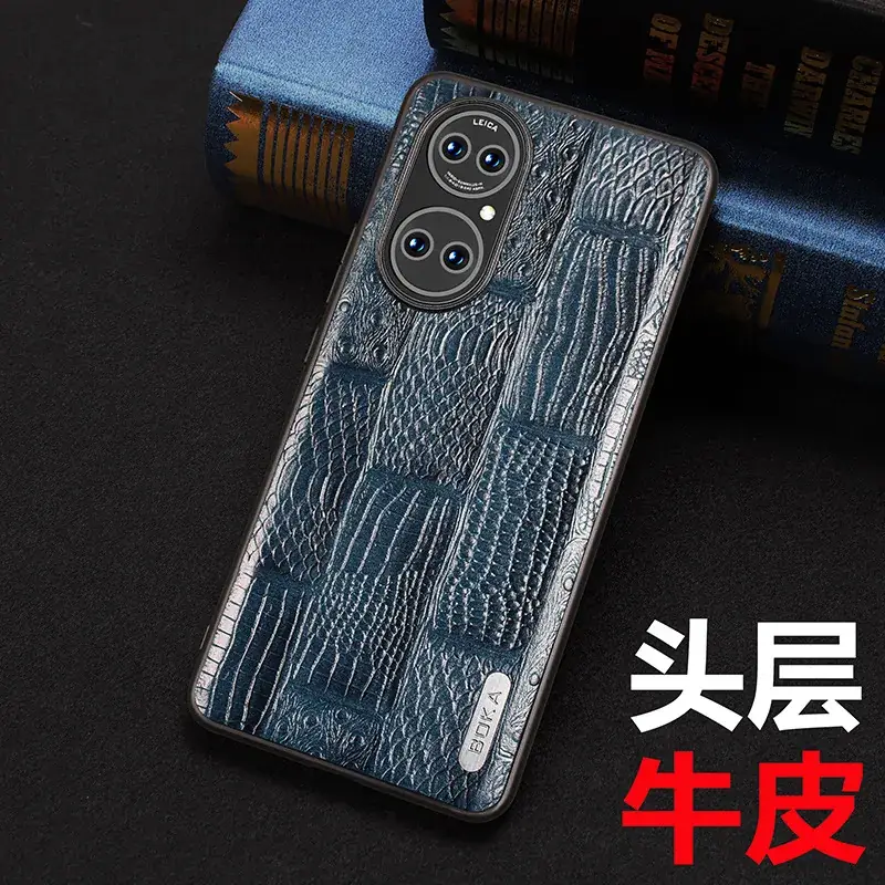 Orange Croc Leather Huawei P50 Pro Phone Case - Image 8