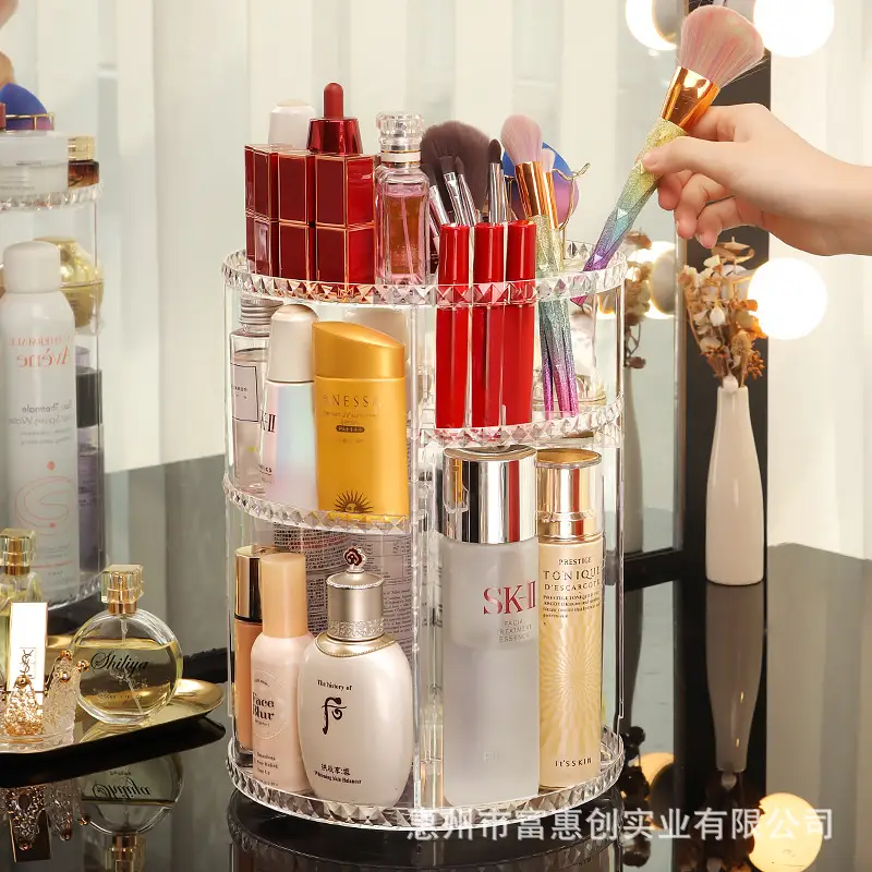 Transparent Rotating Cosmetic Storage Rack for Students - Image 3