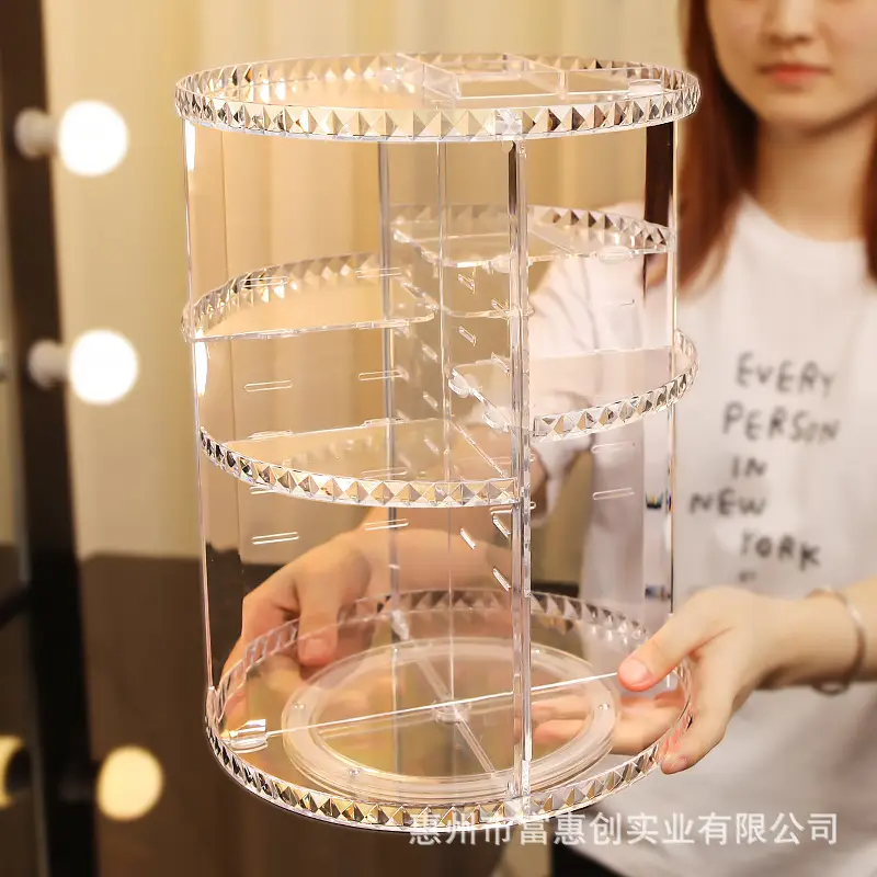 Transparent Rotating Cosmetic Storage Rack for Students - Image 4