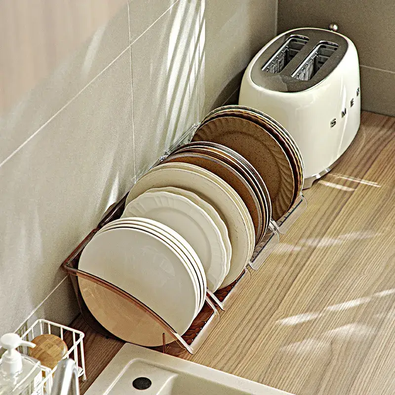 Transparent 5-Compartment Kitchen Dish Rack - Image 5