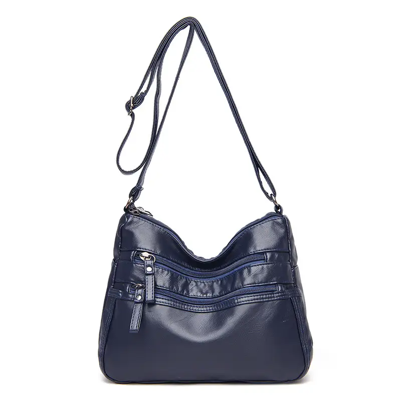 Black Washed Leather Crossbody Bag for Women - Image 3