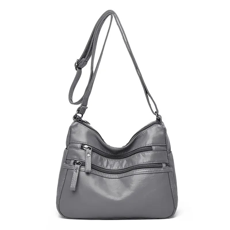 Black Washed Leather Crossbody Bag for Women - Image 7