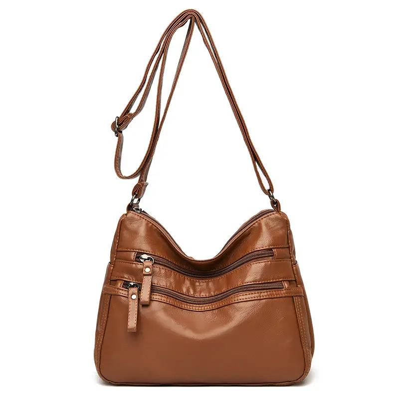 Black Washed Leather Crossbody Bag for Women - Image 8