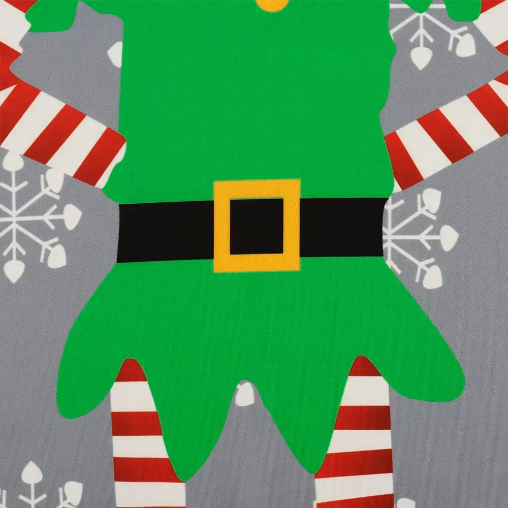 2024 Christmas Elf Print Pullover Sweatshirt Grey