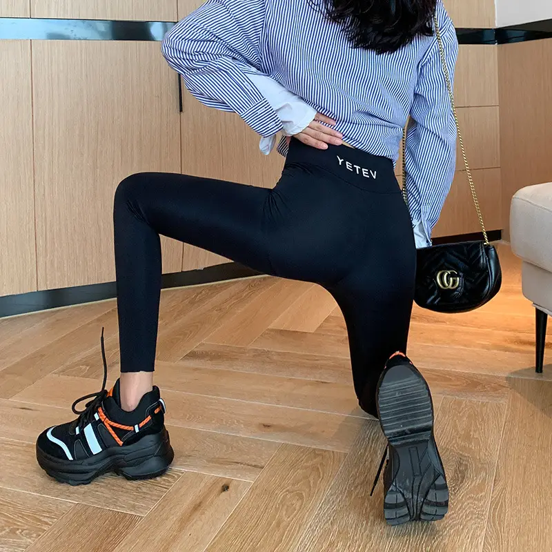 Women High-Waisted Stretchy Slimming Leggings Black - Image 2