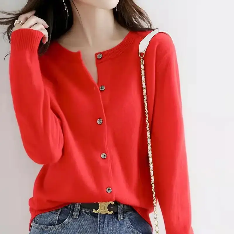 Women's 2025 Knitted Cardigan Camel Color Base