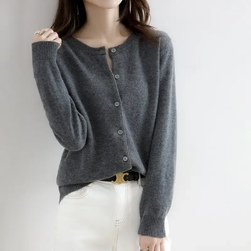 Women's 2025 Knitted Cardigan Camel Color Base