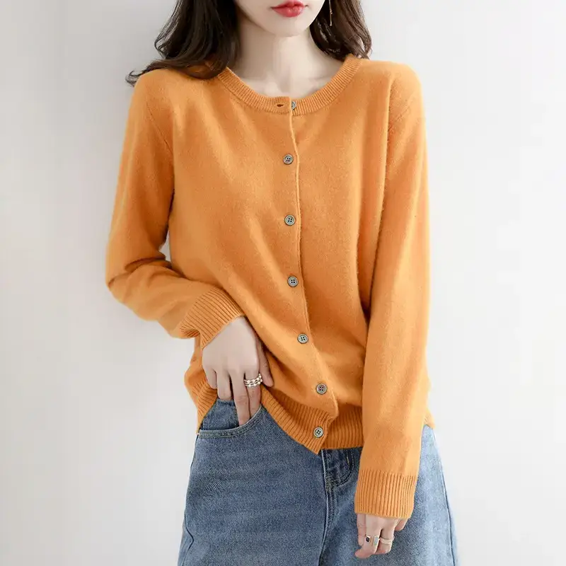 Women's 2025 Knitted Cardigan Camel Color Base