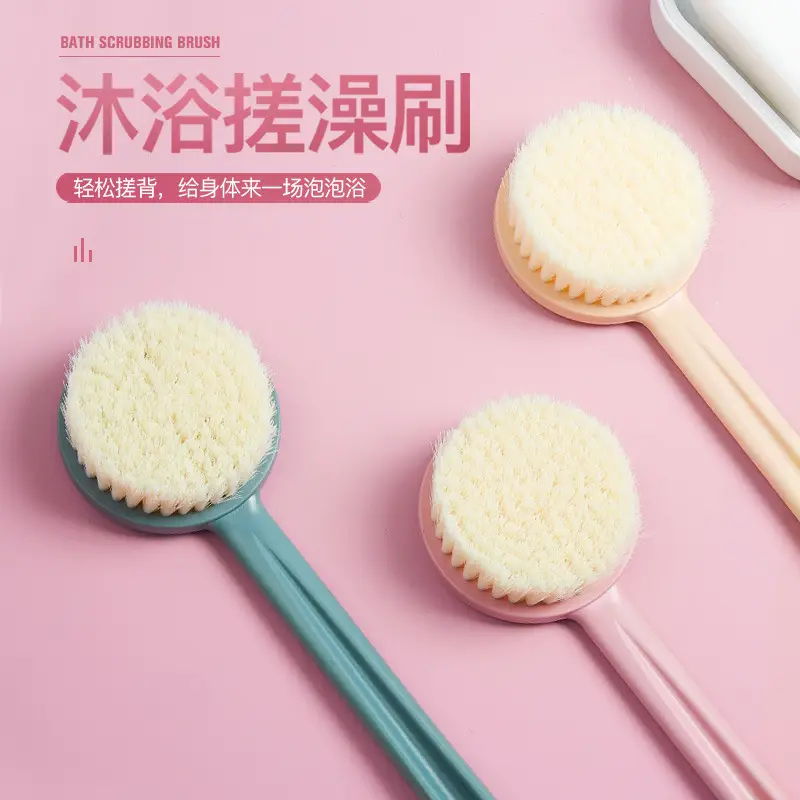 Yellow Long Handle Bath Brush for Back & Body Rub - Image 11