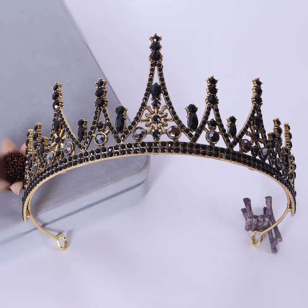 Black Alloy Princess Crown Wedding Headdress