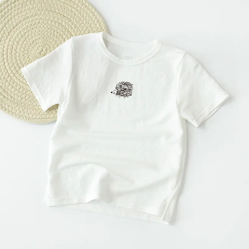 Kids T-Shirt White Cotton Penguin Design Medium Large — feature 9