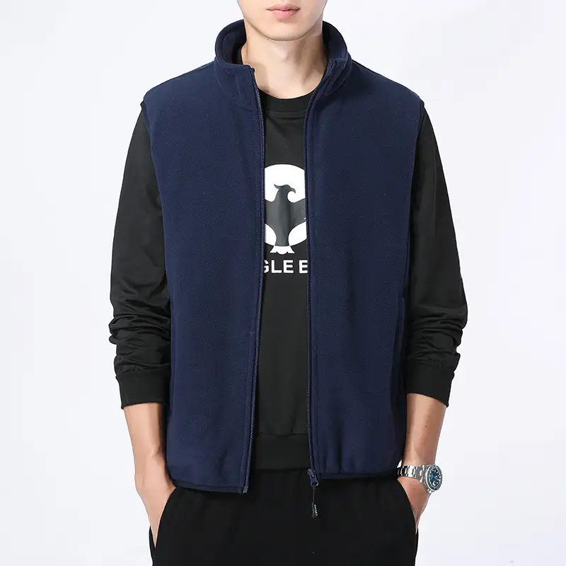 Men's Fleece Sleeveless Vest Winter Warm Olive Green - Image 15