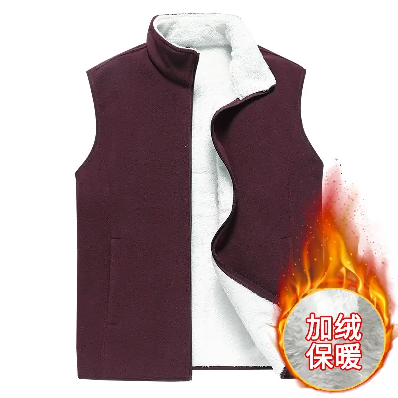 Men's Fleece Sleeveless Vest Winter Warm Olive Green - Image 10
