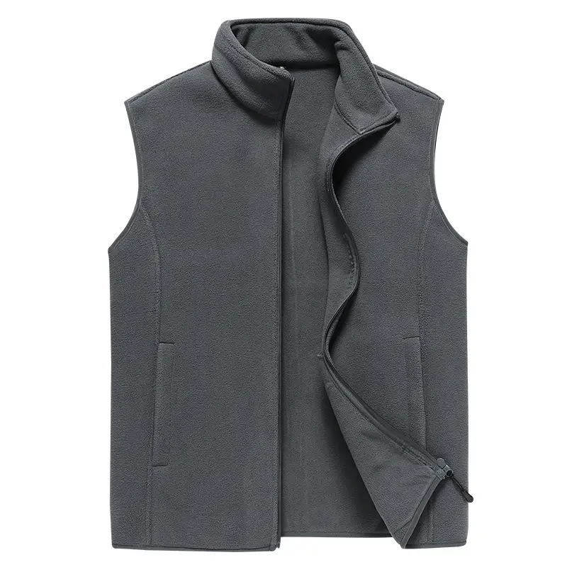 Men's Fleece Sleeveless Vest Winter Warm Olive Green - Image 3