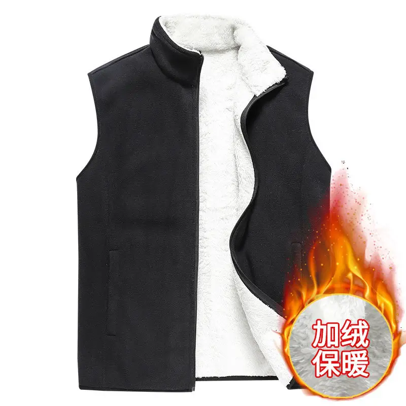 Men's Fleece Sleeveless Vest Winter Warm Olive Green - Image 6