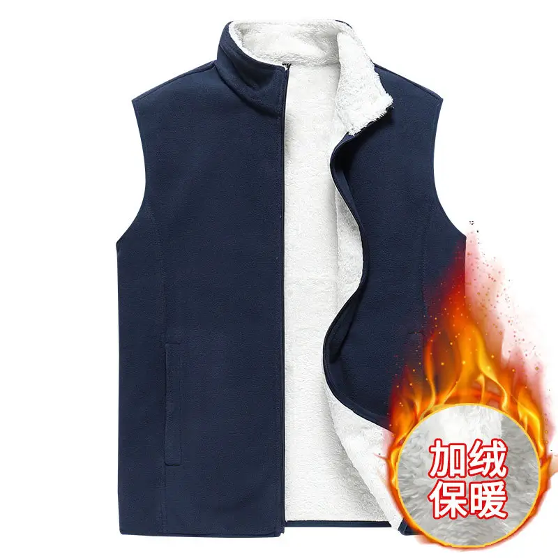 Men's Fleece Sleeveless Vest Winter Warm Olive Green - Image 9