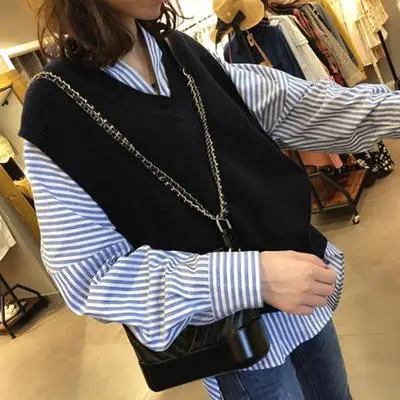 2023 Wool Vest for Women Black Chain Strap Sleeveless Sweater - Image 6