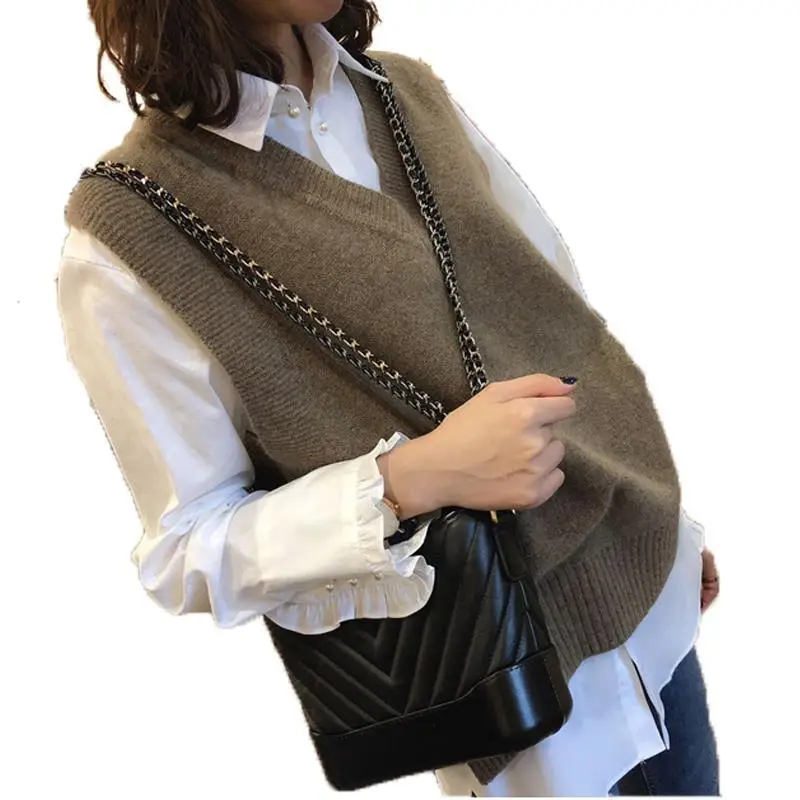 2023 Wool Vest for Women Black Chain Strap Sleeveless Sweater - Image 9