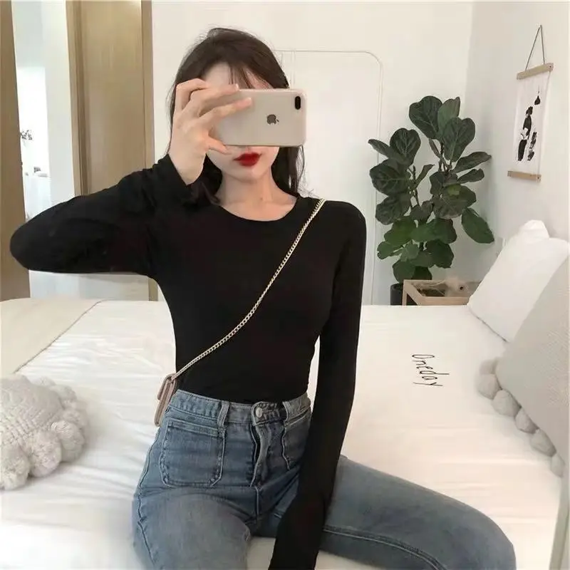 Women Fleece Long Sleeve T-Shirt White Winter Casual — feature 3