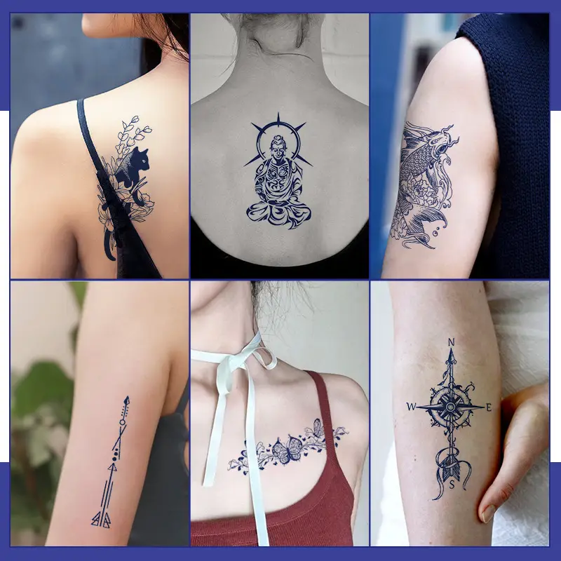 Herbal Juice Tattoo Sticker Flower Arm Clavicle