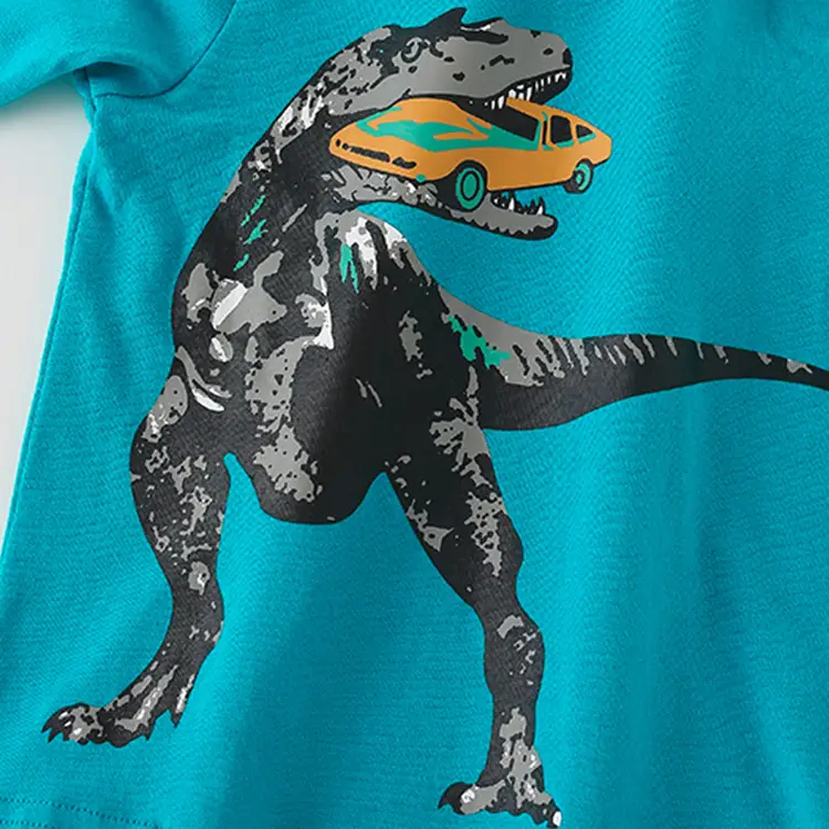 Children Cotton T-Shirt Dinosaur Car Print Long Sleeve - Image 3