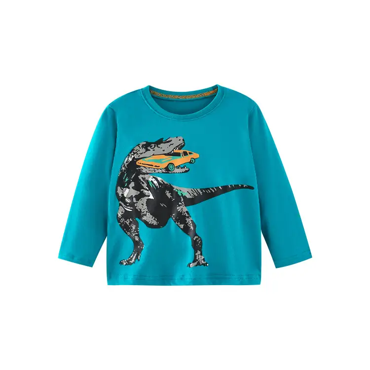 Children Cotton T-Shirt Dinosaur Car Print Long Sleeve - Image 5