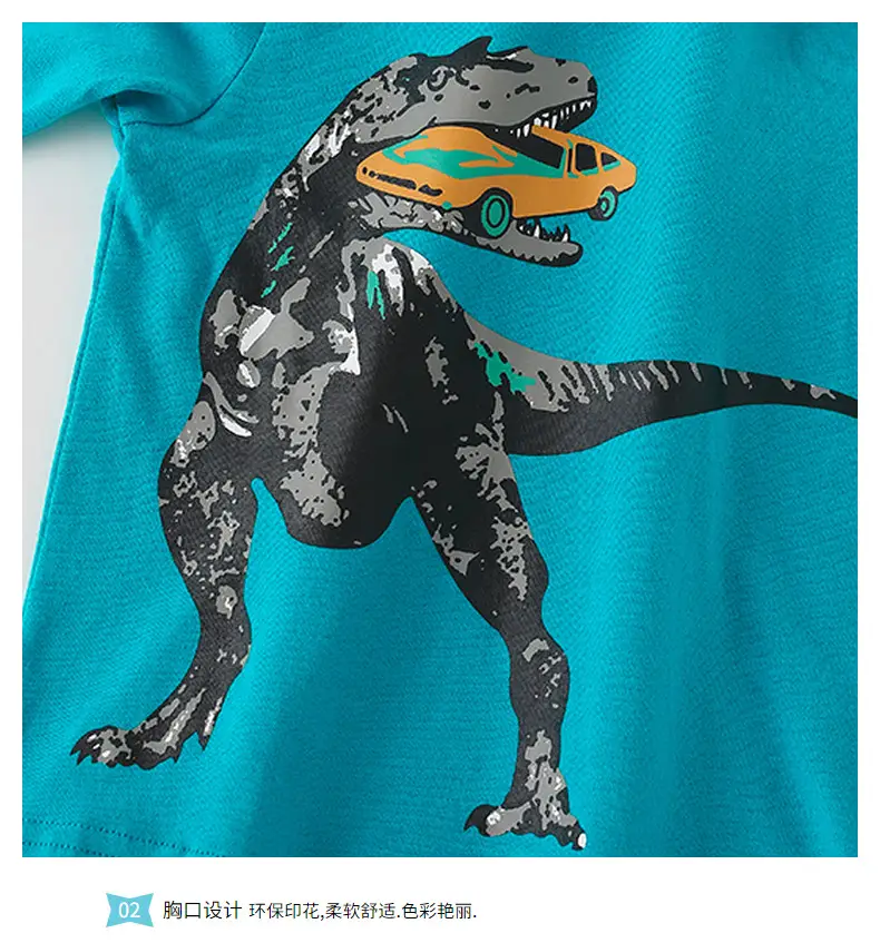 Children Cotton T-Shirt Dinosaur Car Print Long Sleeve — feature 6