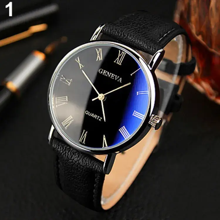 Genova Quartz Men's Watch with Brown Leather Strap