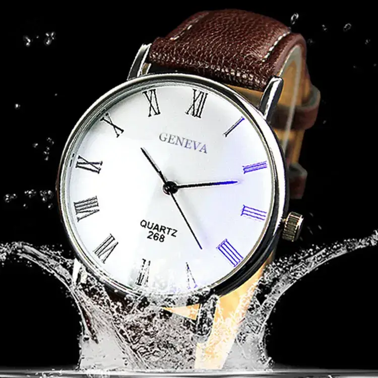 Genova Quartz Men's Watch with Brown Leather Strap