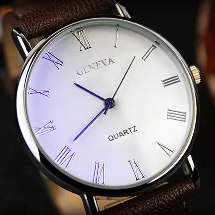Genova Quartz Men's Watch with Brown Leather Strap