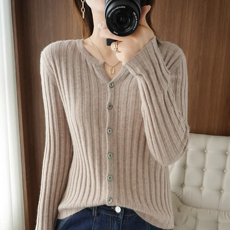 Women's Slim Fit Knit Cardigan with Button Front