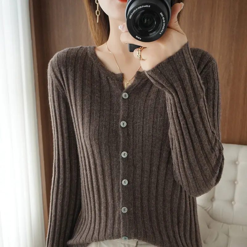 Women's Slim Fit Knit Cardigan with Button Front
