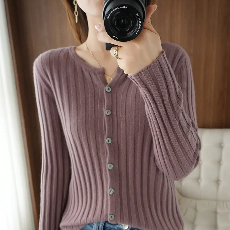 Women's Slim Fit Knit Cardigan with Button Front