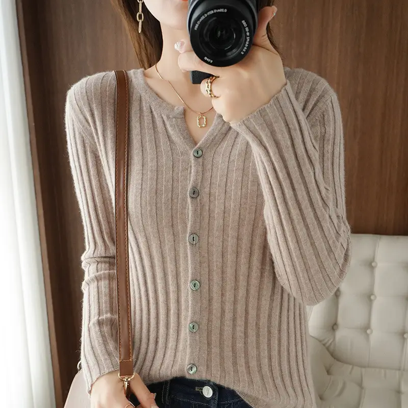 Women's Slim Fit Knit Cardigan with Button Front