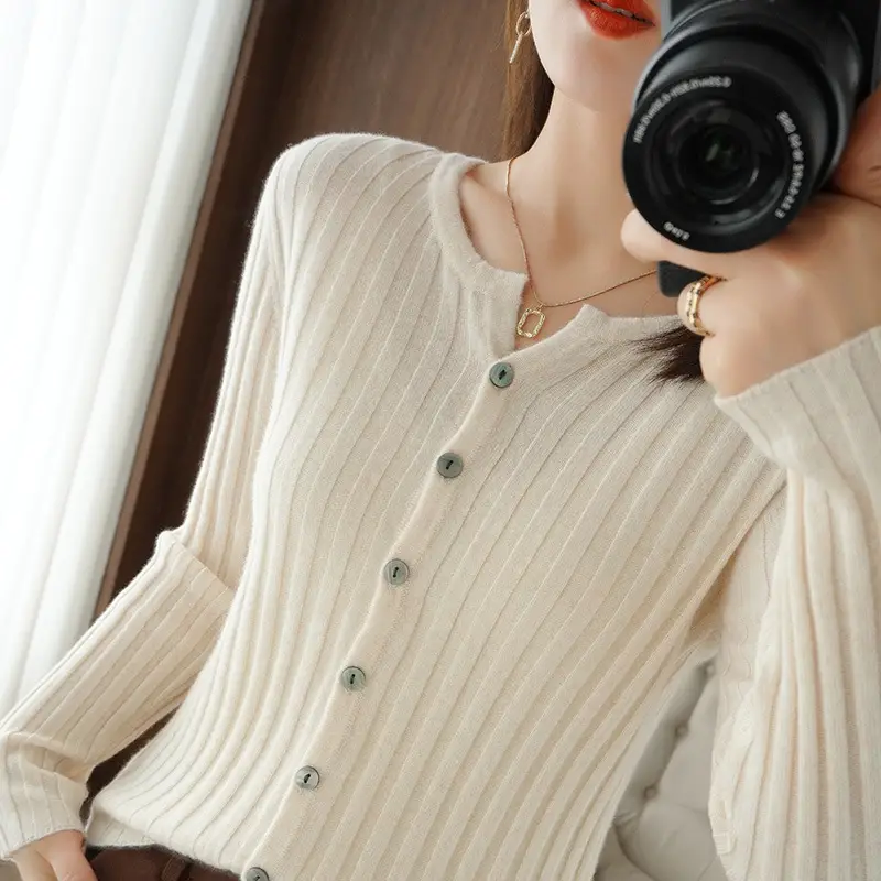 Women's Slim Fit Knit Cardigan with Button Front